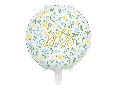 Balon foliowy Komunia Święta IHS kwiaty, 45 cm