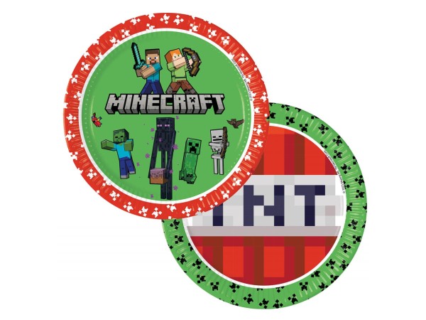 Talerzyki papierowe Minecraft TNT, 23 cm 8 szt.