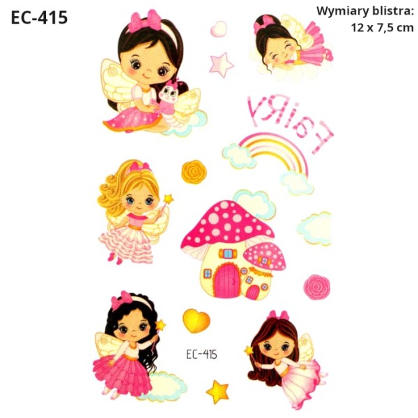 Tatuaże dla dzieci księżniczka/ baletnica/ wróżka, różne wzory