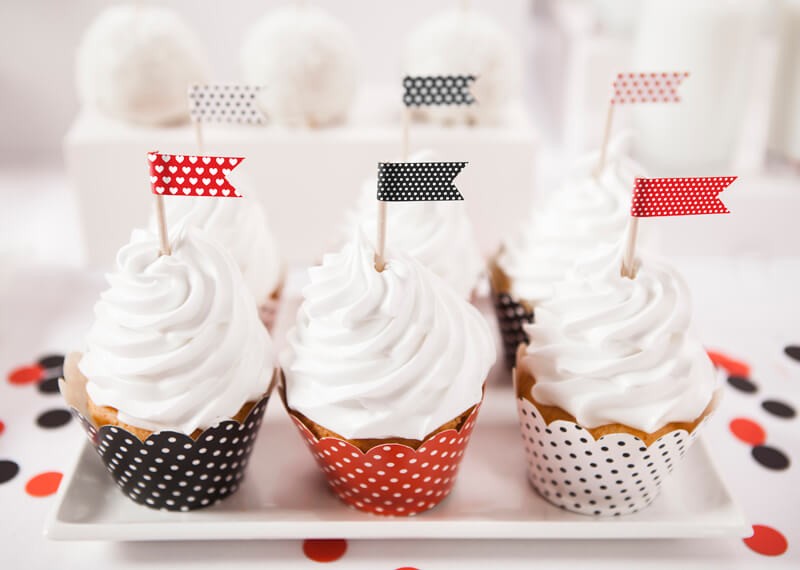 Papilotki na babeczki czerwono czarne