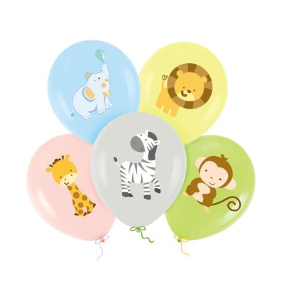 Balony lateksowe zwierzątka safari, 30 cm 5 szt.