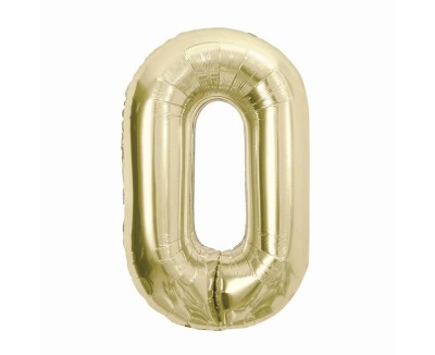 Balon foliowy cyfra 0 złoty szampański, 85 cm