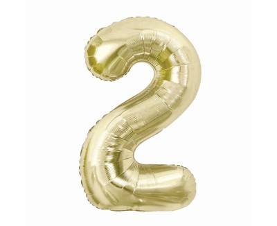 Balon foliowy cyfra 2 złoty szampański, 85 cm