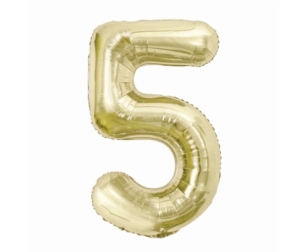 Balon foliowy cyfra 5 złoty szampański, 85 cm