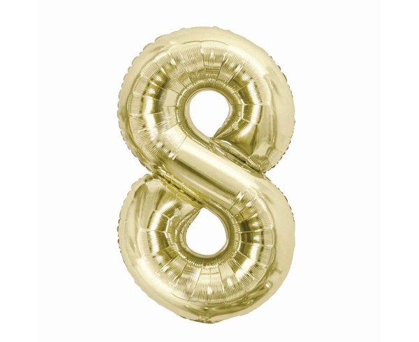 Balon foliowy cyfra 8 złoty szampański, 85 cm
