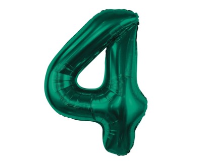 Balon foliowy cyfra 4 butelkowy zielony, 85 cm