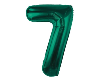 Balon foliowy cyfra 7 butelkowy zielony, 85 cm