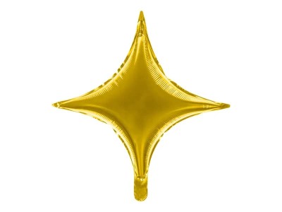 Balon foliowy Gwiazdka czteroramienna błysk złoty, 45 cm