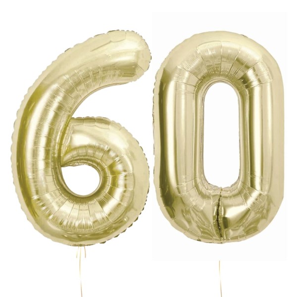 Balony foliowe liczba 60 szampański złoty, 85 cm