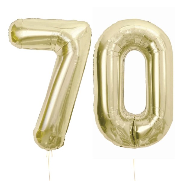 Balony foliowe liczba 70 szampański złoty, 85 cm