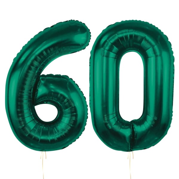Balony foliowe liczba 60 butelkowy zielony, 85 cm