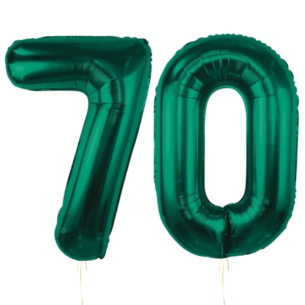 Balony foliowe liczba 70 butelkowy zielony, 85 cm