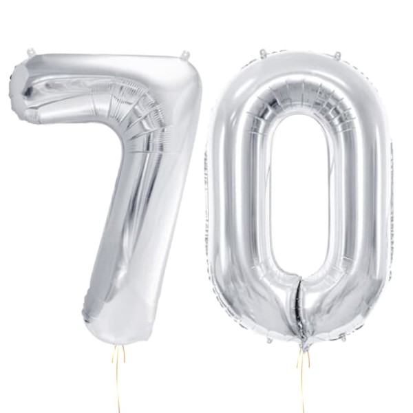 Balony foliowe liczba 70 srebrny, 86 cm