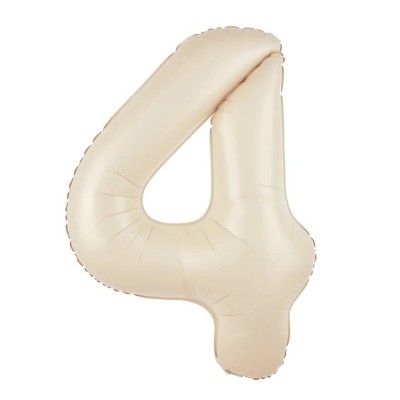 Balon foliowy cyfra 4 kremowy beżowy, 100 cm
