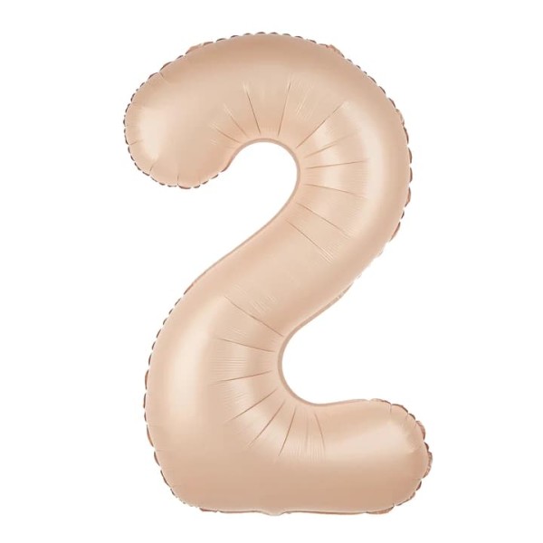 Balon foliowy cyfra 2 beżowy karmelowy, 100 cm