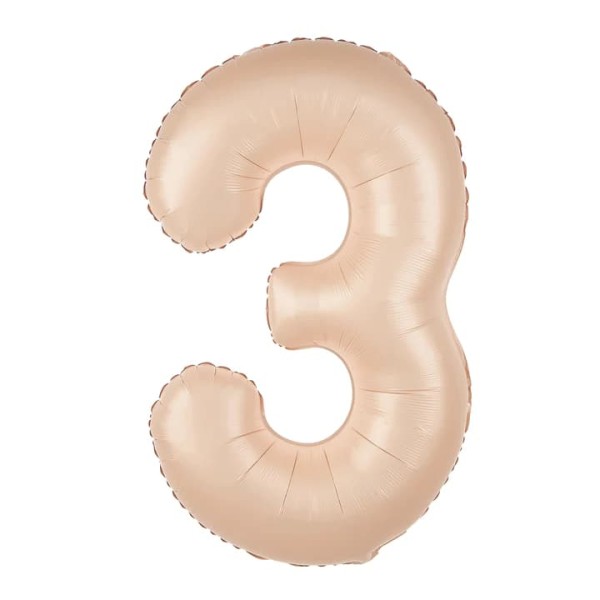 Balon foliowy cyfra 3 beżowy karmelowy, 100 cm
