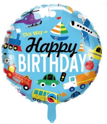 Balon foliowy pojazdy Happy Birthday,  45 cm
