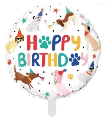 Balon foliowy pieski Happy Birthday,  45 cm