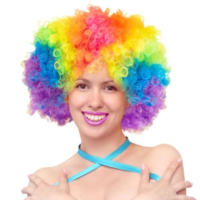 Peruka imprezowa włosy afro kolorowe klauna