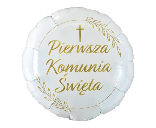 Balon foliowy Pierwsza Komunia Święta kłosy, 45 cm