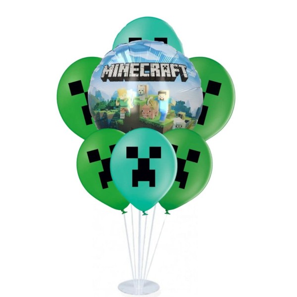 Zestaw balonów na stojaku Minecraft creeper