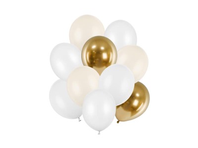 Balony lateksowe beżowy biały złoty strong, 10 szt.