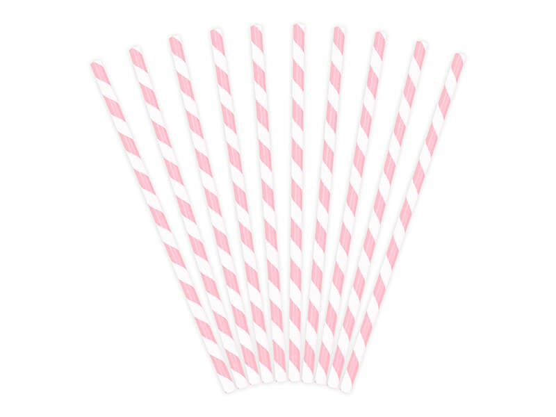 Słomki papierowe w różowo białe paski