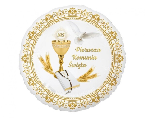 Balon foliowy Pierwsza Komunia Święta, 45 cm