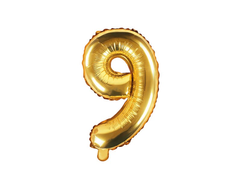 Balon cyfra 9 złoty