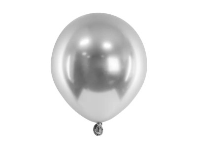 Balony metaliczne Glossy srebrne, 12 cm 3 szt.