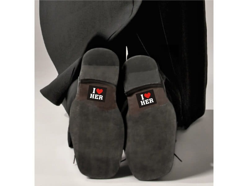 Śmieszne naklejki na buty I love her