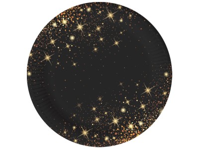 Talerzyki papierowe czarne Sparkling, 18 cm 6 szt.