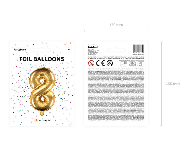 Foliowy balon cyfra osiem złota