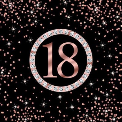Serwetki papierowe 18 urodziny czarne konfetti rose gold, 20 szt.