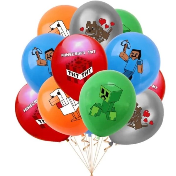 Balony lateksowe Minecraft Piksele (5708), 10 szt.