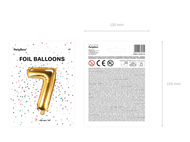 Foliowy balon cyfra siedem złota