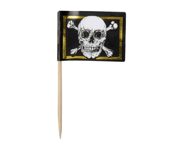 Pikery dekoracje do muffinek babeczek flaga pirata czaszka, 24 szt.