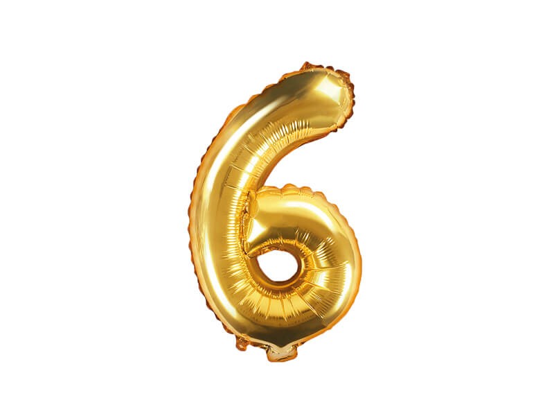 Balon cyfra 6 złoty