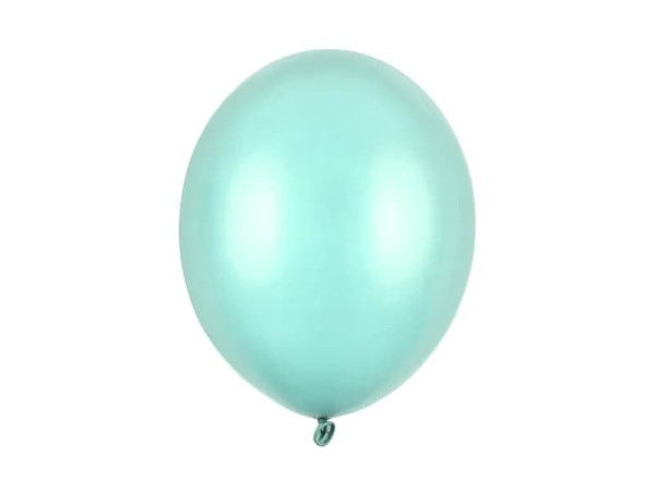 Balony metaliczne zielone miętowe Metallic Mint Green strong, 30 cm 10 szt.
