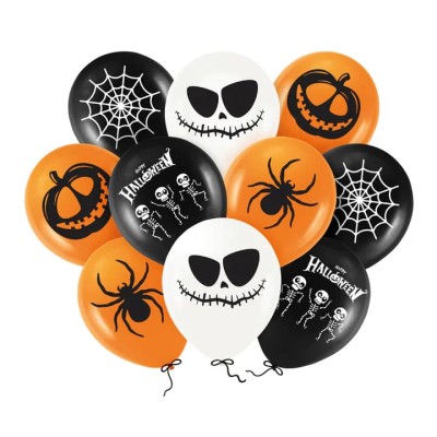 Balony lateksowe Halloween Pająk, 30 cm 10 szt.