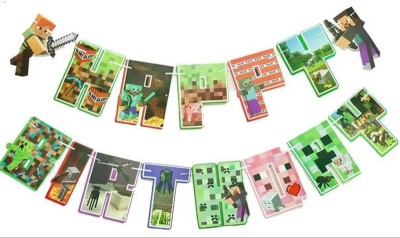 Baner Happy Birthday Minecraft Piksele (5297), 230 cm