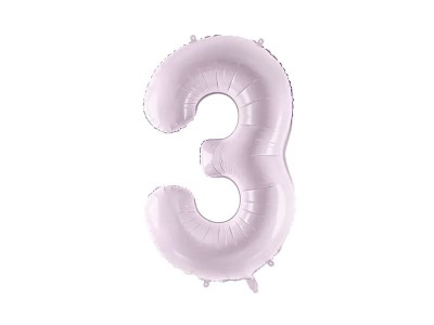 Balon foliowy cyfra 3 pastelowy fioletowy, 72 cm