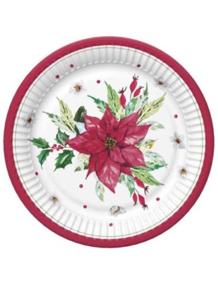 Talerzyki papierowe świąteczne Gwiazda Betlejemska, 18 cm 8 szt.