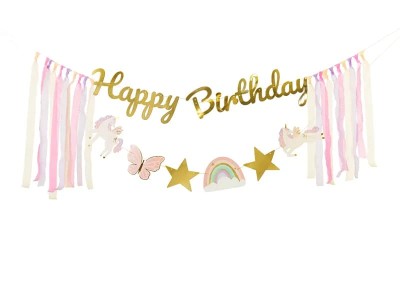 Baner Happy Birthday Jednorożec, 230 cm