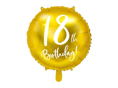 Balon foliowy 18 urodziny złoty, 45 cm