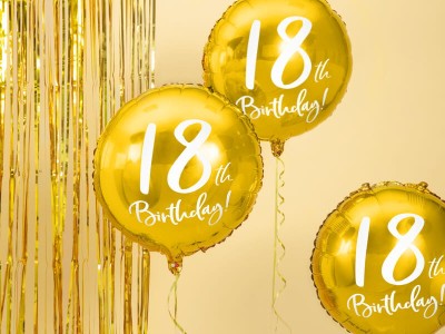 Balon foliowy 18 urodziny złoty