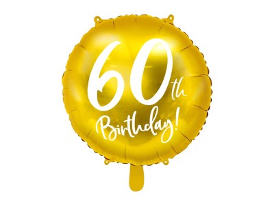 Balon foliowy 60 urodziny złoty, 45 cm
