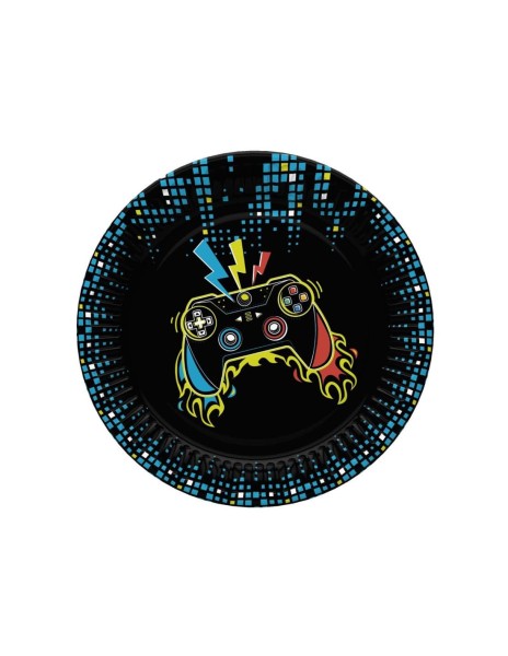 Talerzyki papierowe Gracz Joystick pady konsola, 18 cm 8 szt.