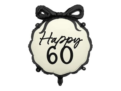 Balon foliowy pastylka z kokardką Happy 60, 45 cm