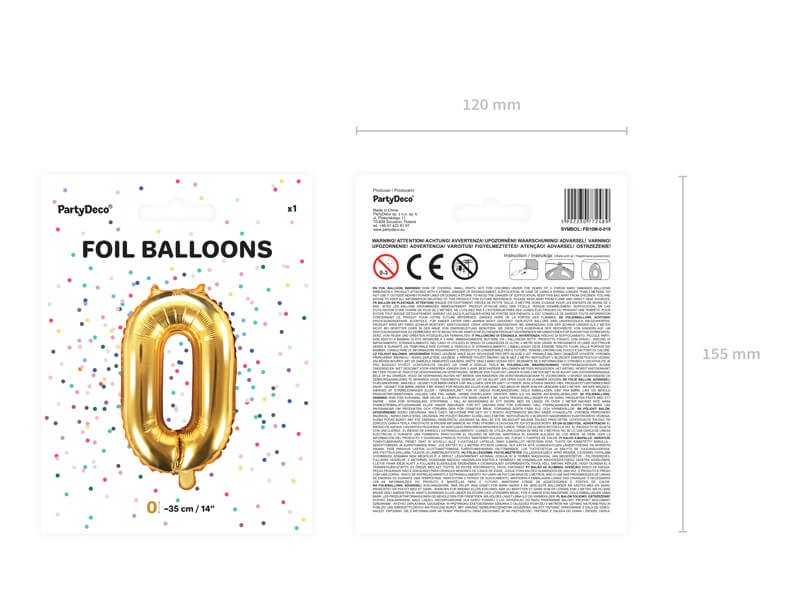 Foliowy balon cyfra zero złota